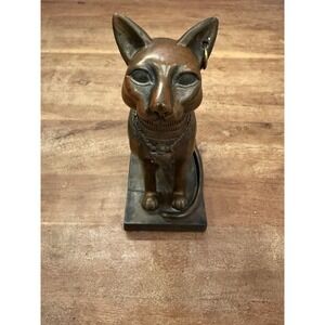 Ancient Egyptian cat god statue ( Bubasiris ) 8" high-3" Base‎ Rare. Marked